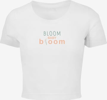 Merchcode T-Shirt 'Ladies Spring - Bloom baby' in Weiß: predná strana