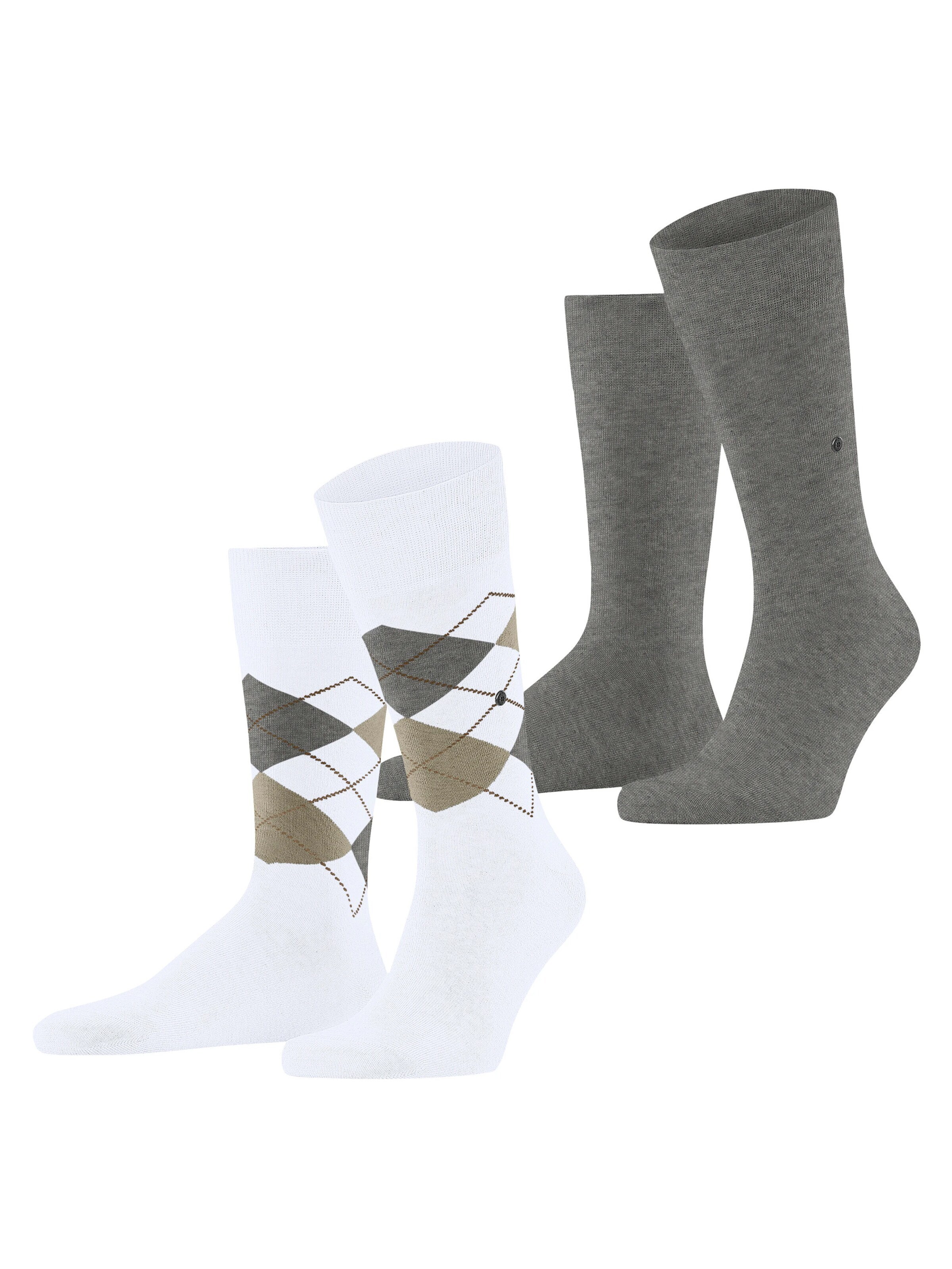 BURLINGTON Socken 'Everyday Argyle Mix 2-Pack'‌‌‌‌‌‌‌‌‌‌ in Weiß: Vorderseite