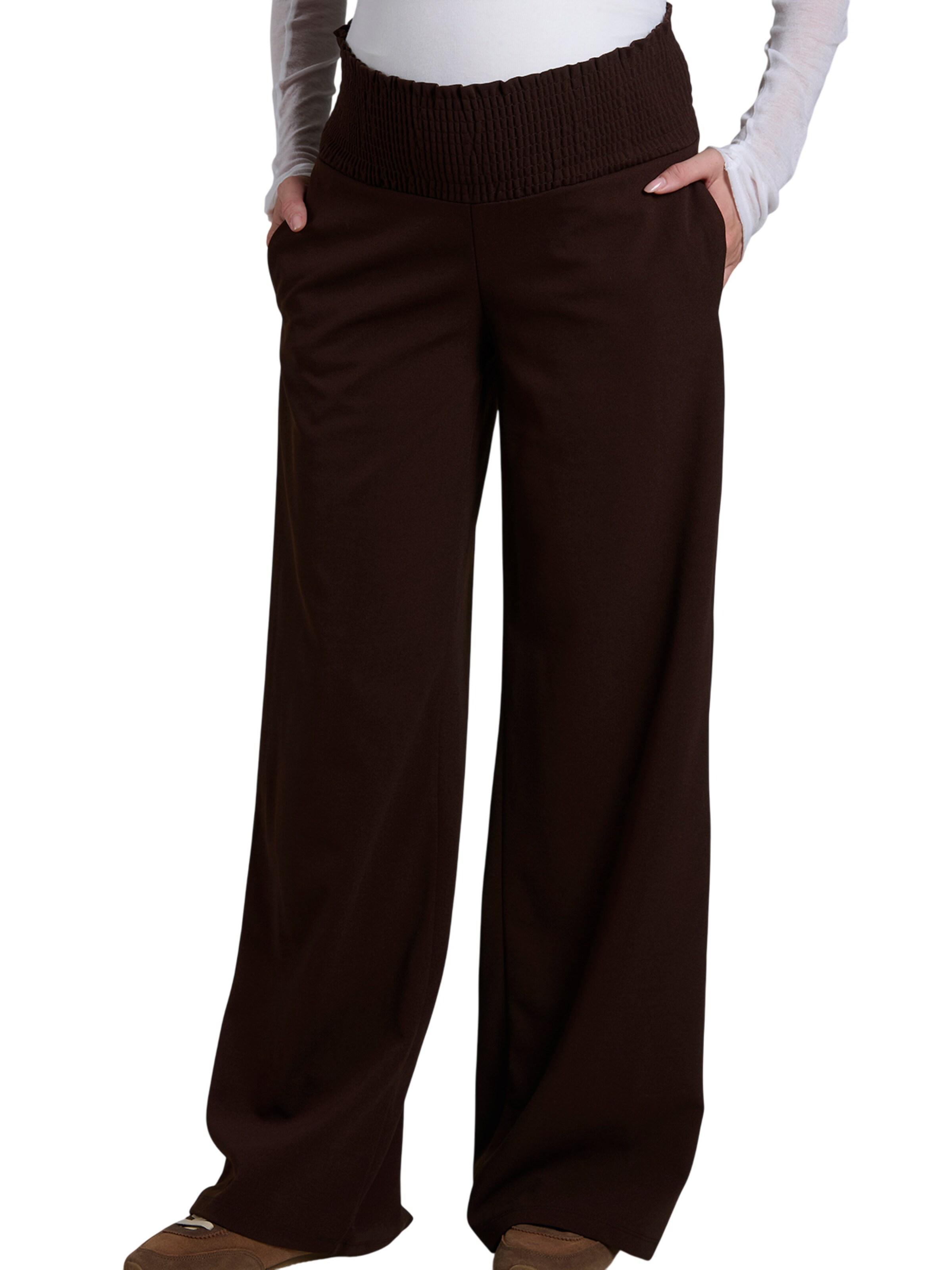 LYN MAMA Wide leg Broek in Bruin: voorkant