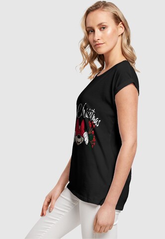 ABSOLUTE CULT Shirt 'Minnie Mouse - Christmas Holly' in Zwart