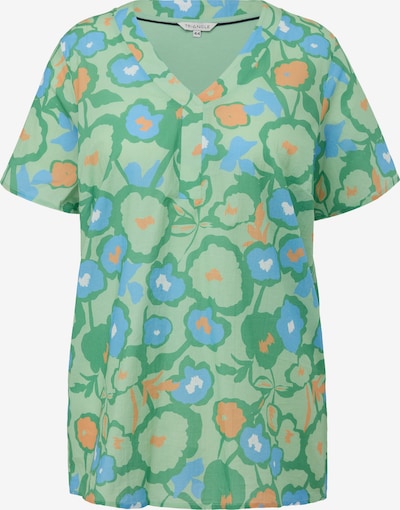 TRIANGLE T-shirt en azur / vert gazon / vert clair / orange, Vue avec produit