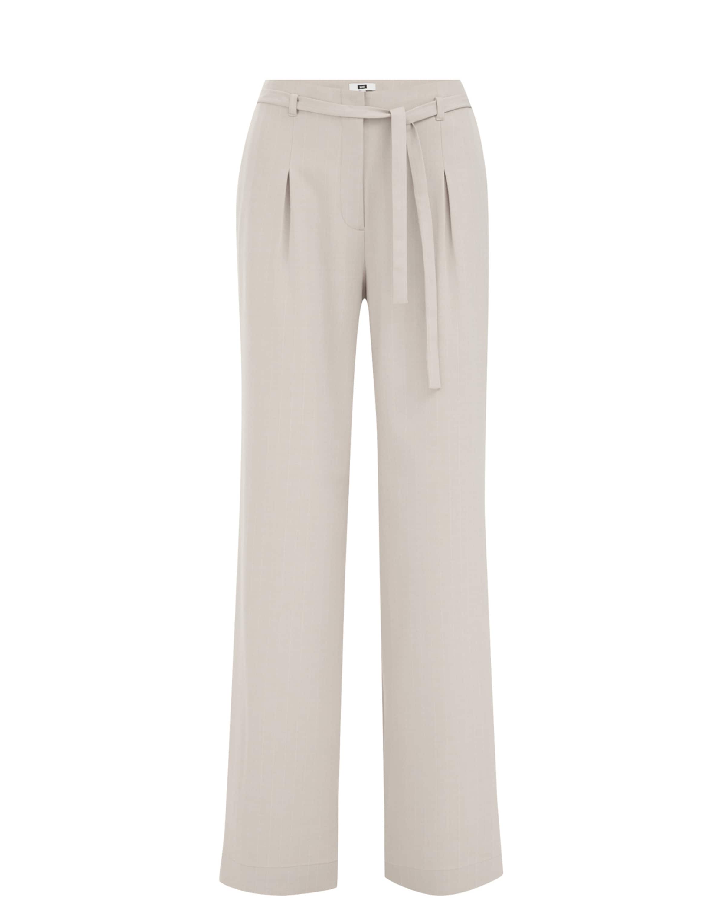 WE Fashion Avar lõige Voltidega püksid, värv beež: eest vaates