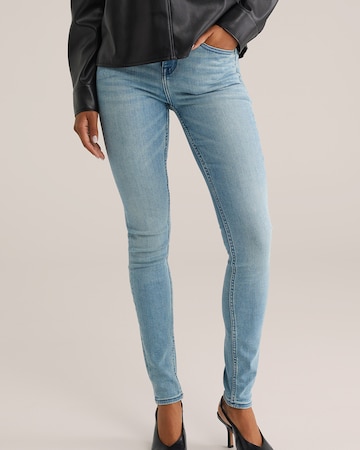 WE Fashion Skinny Fit Дънки в синьо: отпред