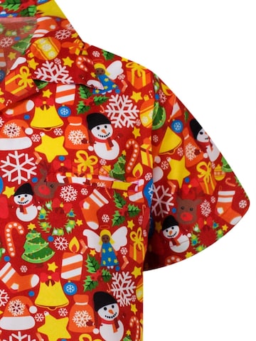 King Kameha Regular fit Overhemd 'Christmas Allover' in Rood