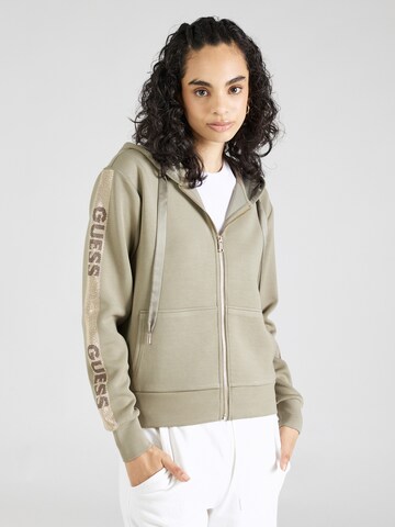GUESS Sweatjacke in Grün: Vorderseite