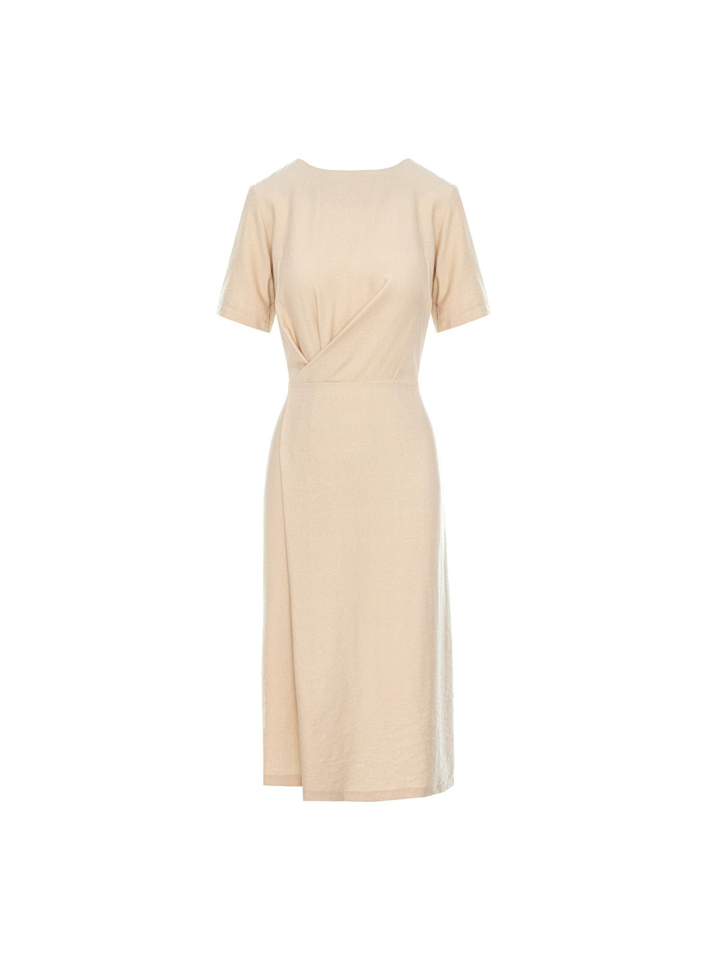 Couture de Marie Jurk 'Classic Workwear Dress with Defined Silhouette – Cream – Georgia' in Beige: voorkant