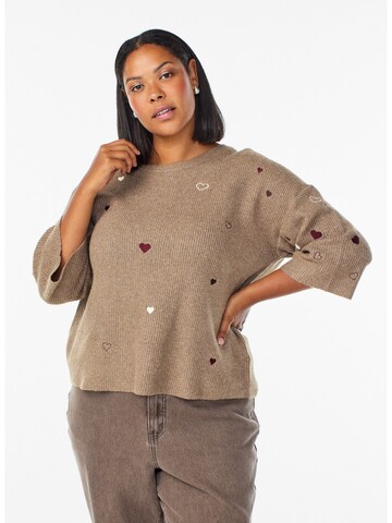 Pull-over 'Sunny Heart' Zizzi en marron