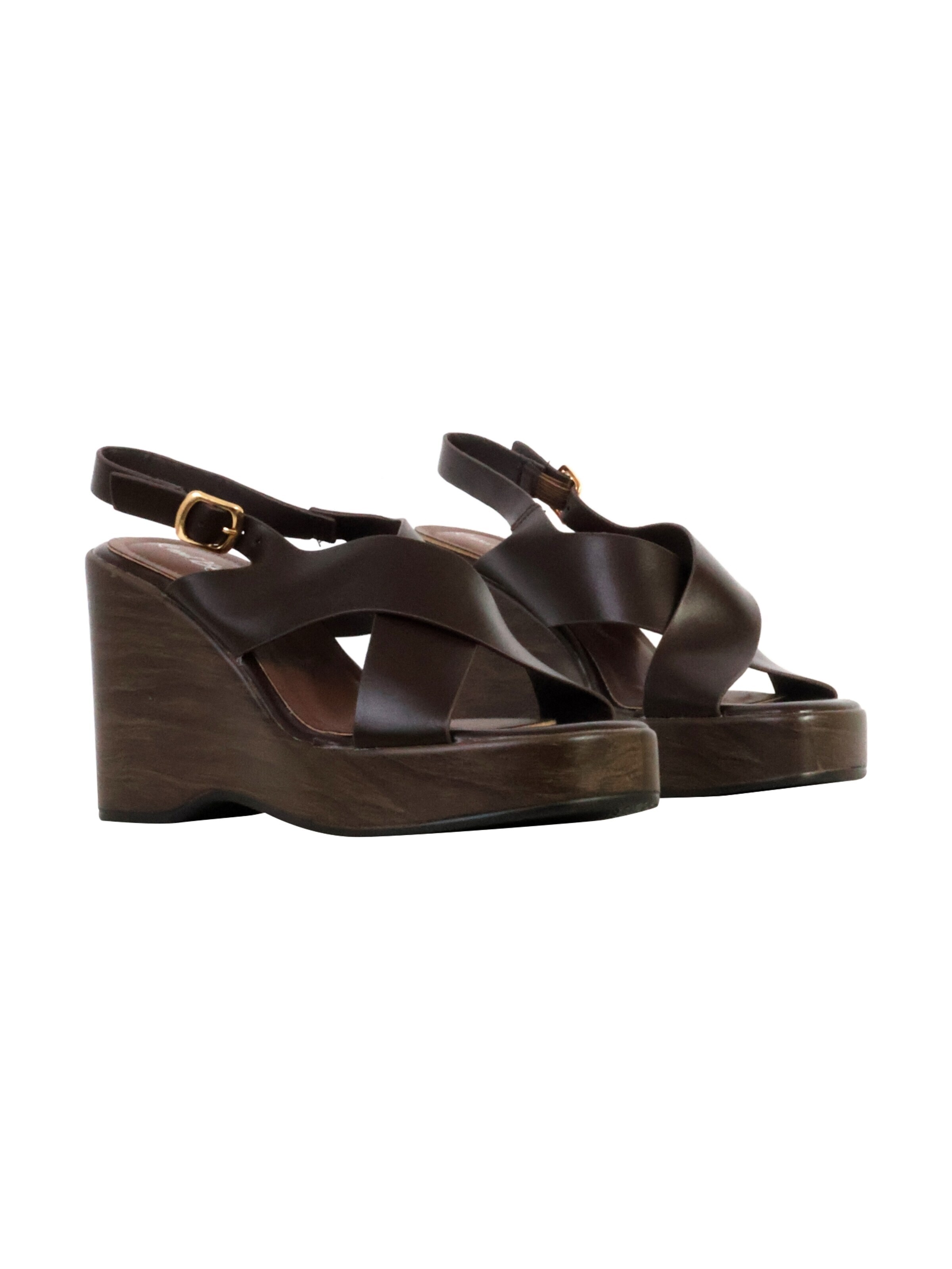 Sandales 'Sandalen mit Keilabsatz und Riemchen von R and BE' Super Mode en marron