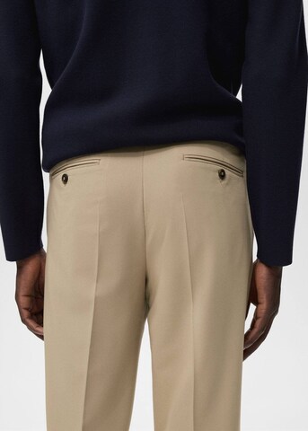 MANGO MAN Slim fit Pleat-Front Pants 'Stanford' in Beige