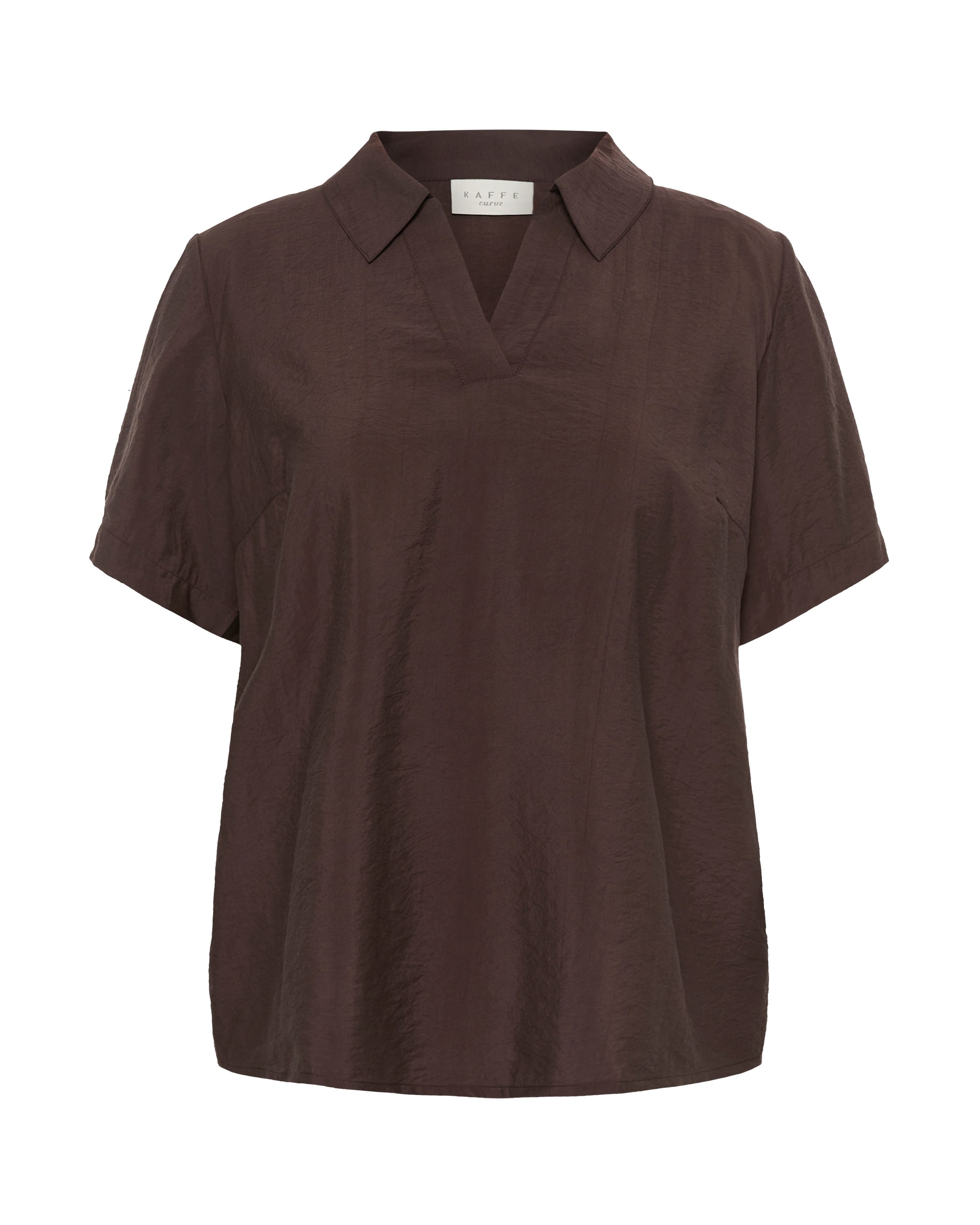 KAFFE CURVE - Blusa 'Odetha' en marrón: frente