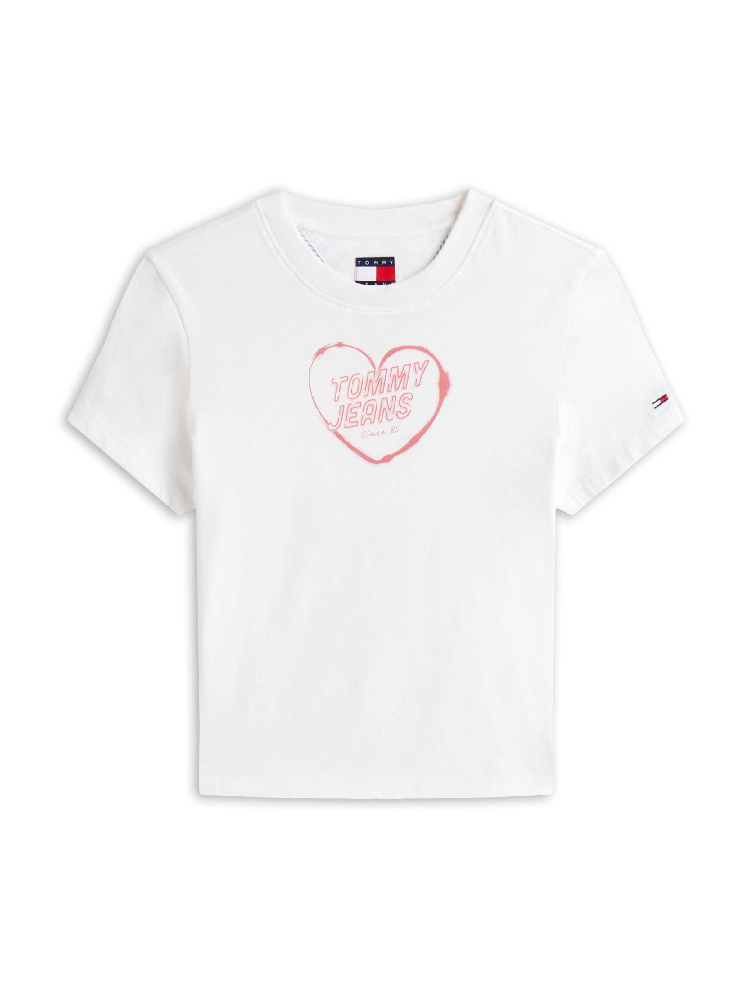 Tommy Jeans Shirt 'Heart' in Wit: voorkant
