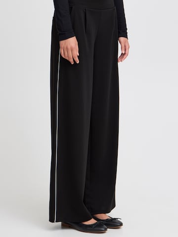 ICHI Wide leg Pants 'IX KATE' in Black: front