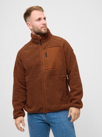 Derbe Fleece Jacket 'Kuschelby' in Brown: front