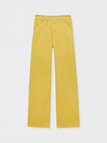 Pull&Bear Wide leg Trousers in Yellow