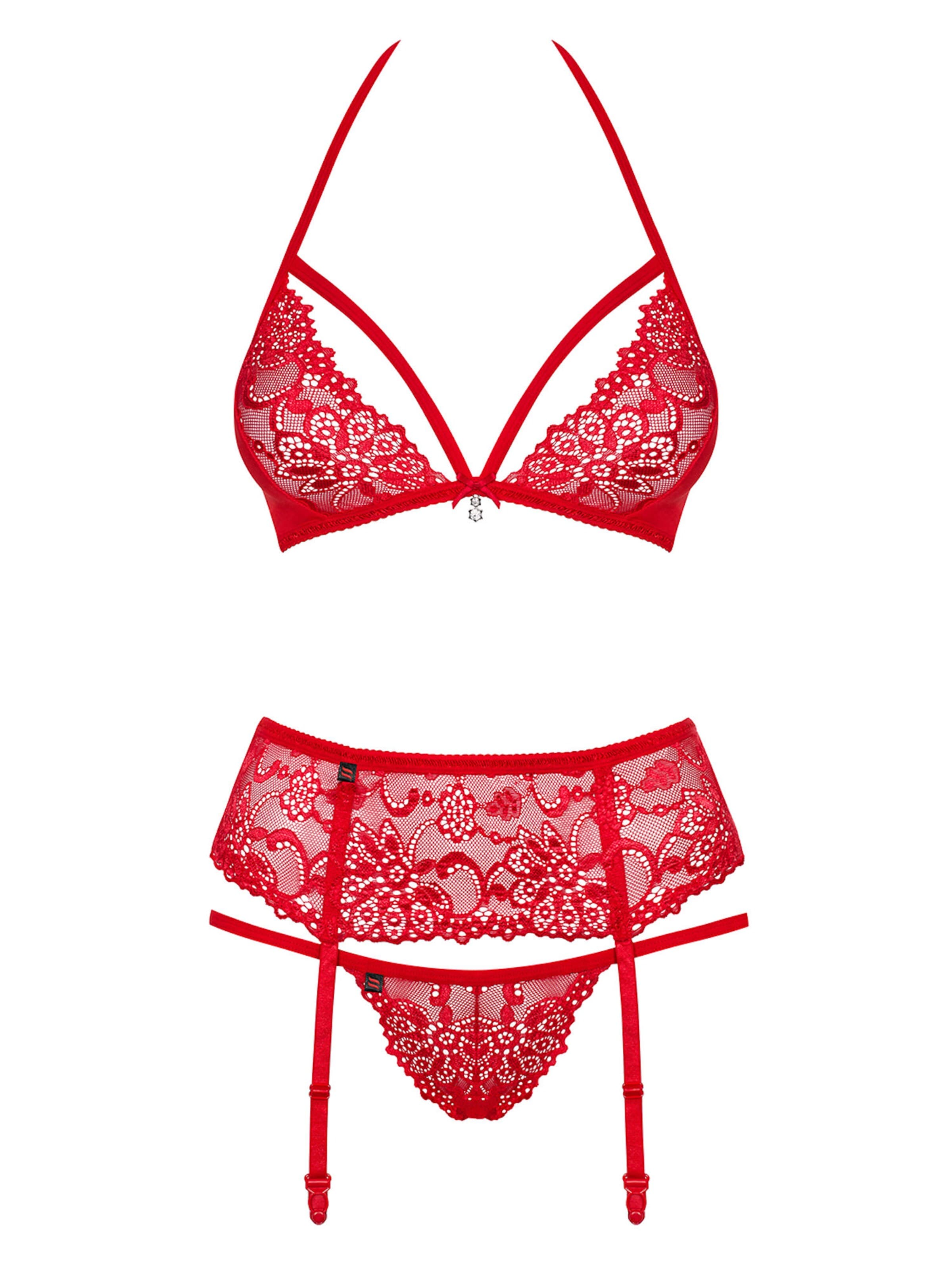 Obsessive Minimiser Underwear Sets in Red: front