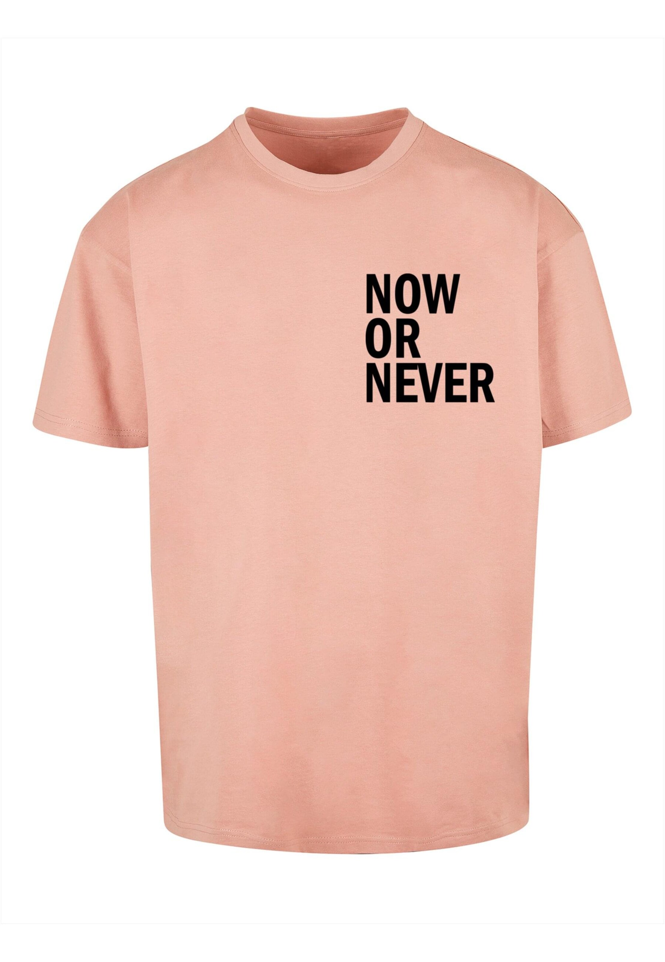 T-Shirt 'Now Or Never' Merchcode en rose : devant