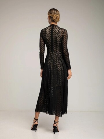 Tantra Evening dress 'Vestido largo de manga larga  de encaje con textura, falda de vuelo con pinzas (BLACK)' in Black