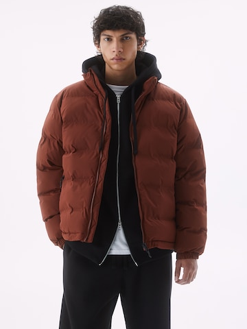 Pull&Bear Winter Jacket in Brown: front