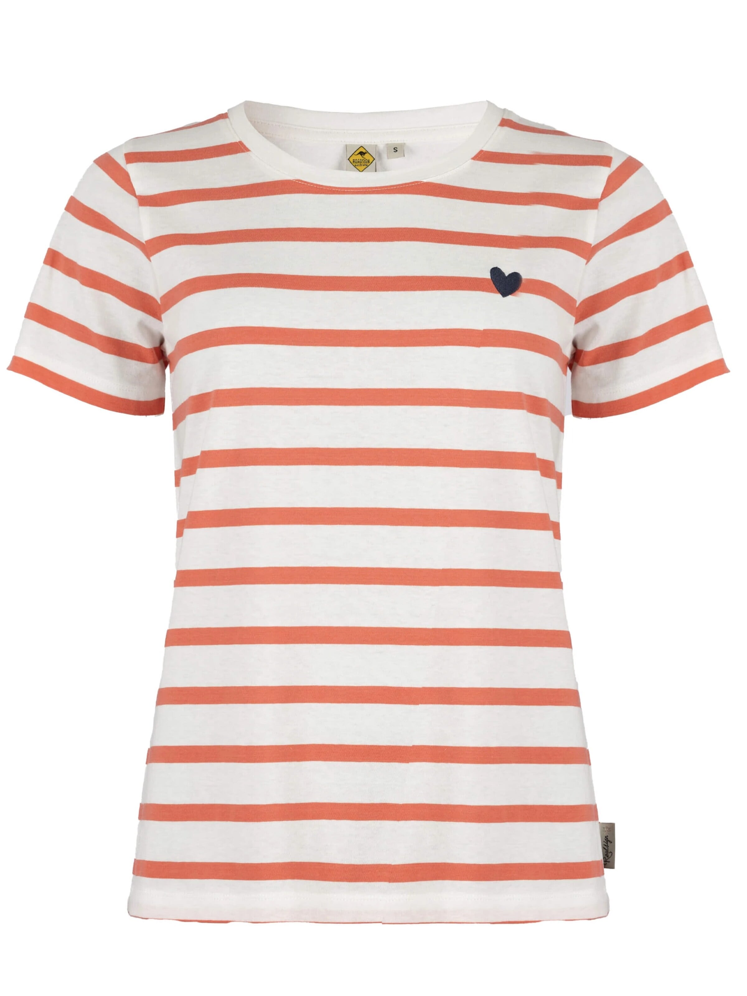 ROADSIGN australia Shirt 'T-Shirt Heart Stripes Streifenshirt aus Baumwolle im zeitlosen Design vielseitig tragbar' in Orange: front