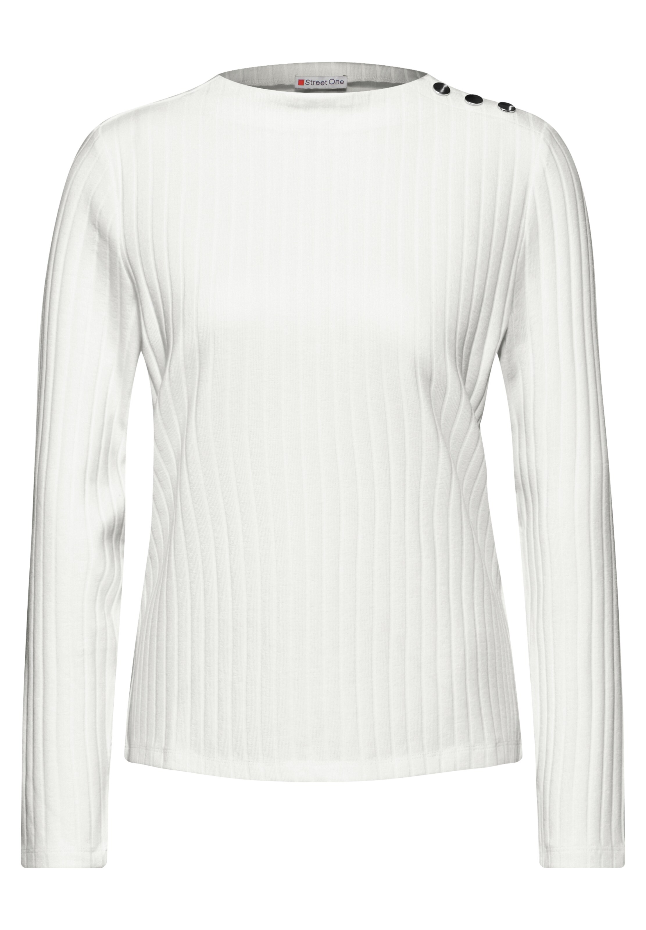 STREET ONE Langarmshirt mit Knopfdetail in offwhite, Produktansicht