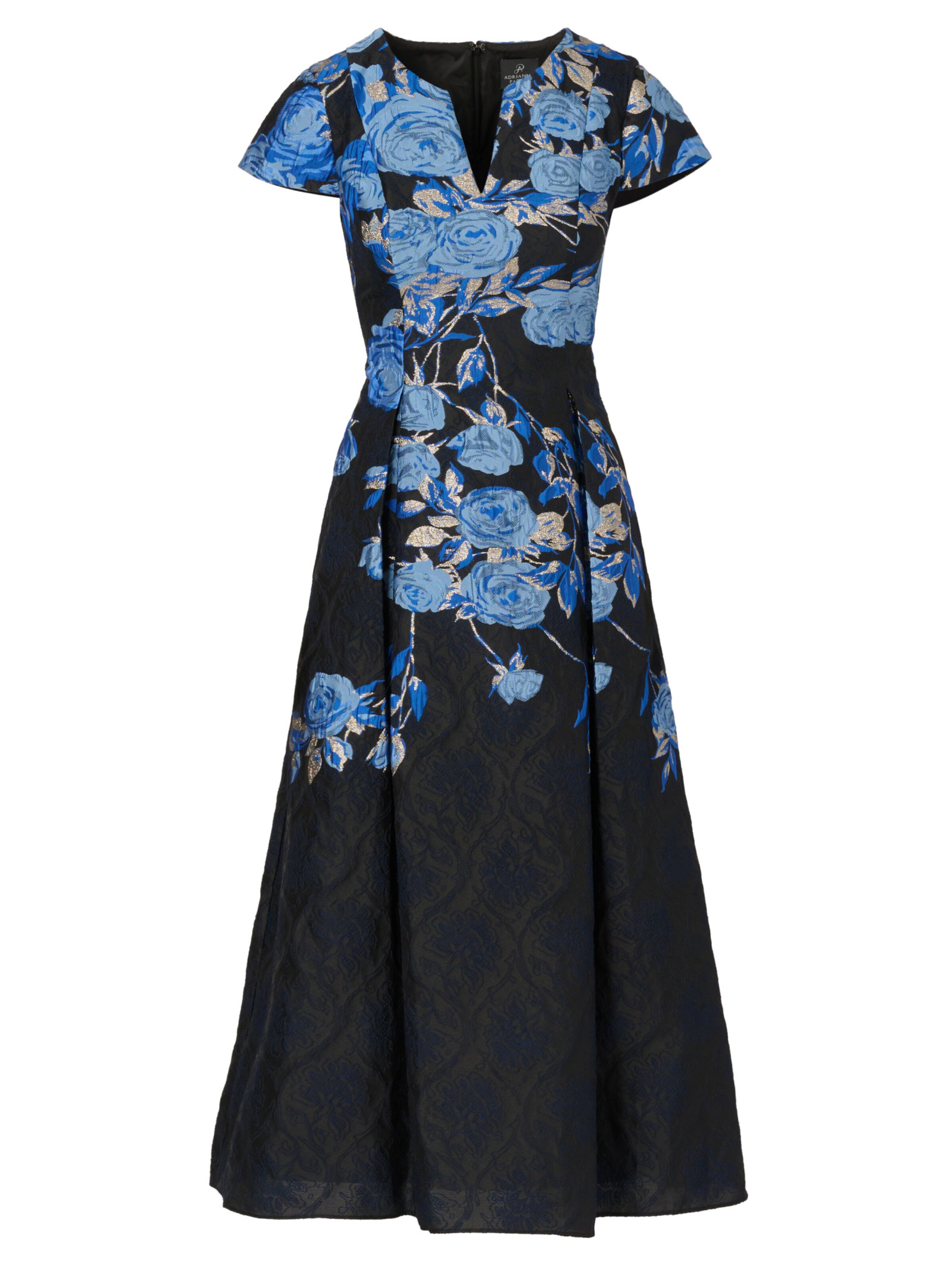 Adrianna Papell Dress 'Split Neck Jacquard Dress' in Blue: front