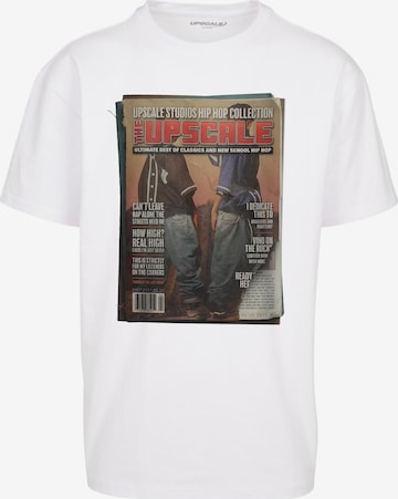 MT Upscale Тениска 'Magazine' в бяло: отпред