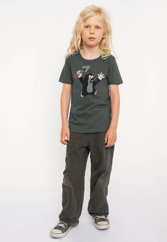 LOGOSHIRT Shirt 'Der kleine Maulwurf - Juhu' in Grey
