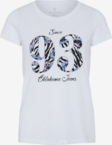 Oklahoma Jeans Shirt ' mit gemustertem Motiv ' in White: front