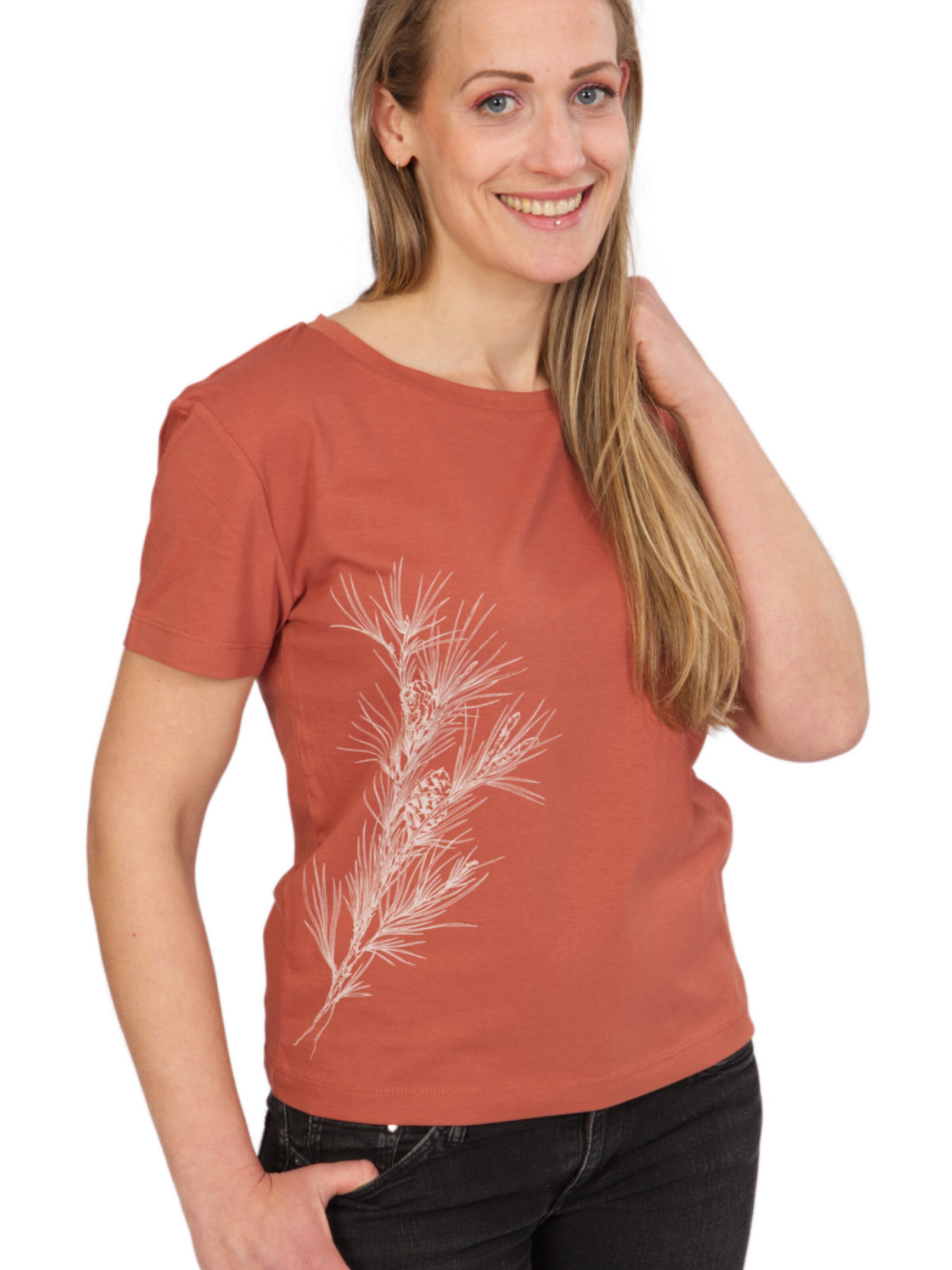 Life-Tree Oversized Shirt 'Oversized shirt 'Pine Branch'' in Brown: front