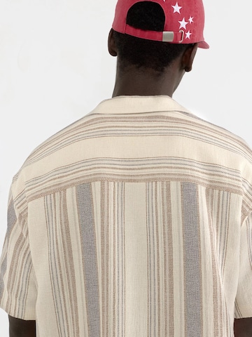 Pull&Bear Comfort fit Button Up Shirt in Beige
