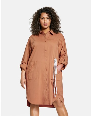 SAMOON Shirt Dress in Brown: front