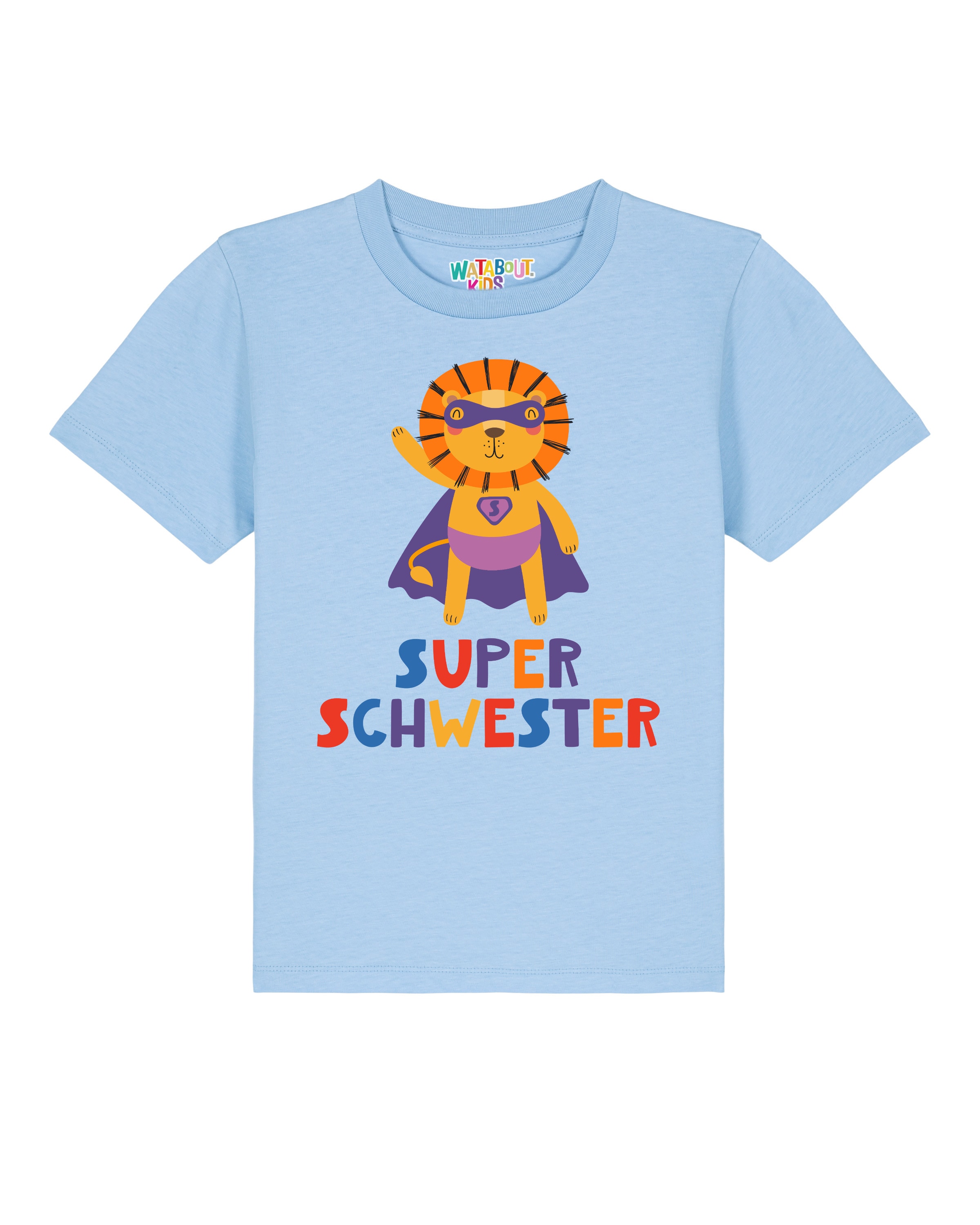 T-Shirt 'Löwe Superschwester' watabout.kids en bleu : devant