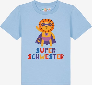 watabout.kids Shirt 'Löwe Superschwester' in Blue: front