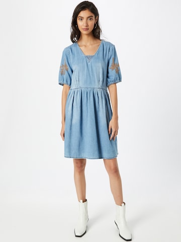 Cream Dress 'Cyrena' in Blue: front