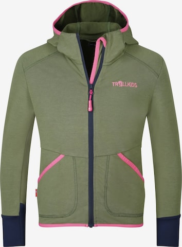 TROLLKIDS Fleece Jacket in Green: front