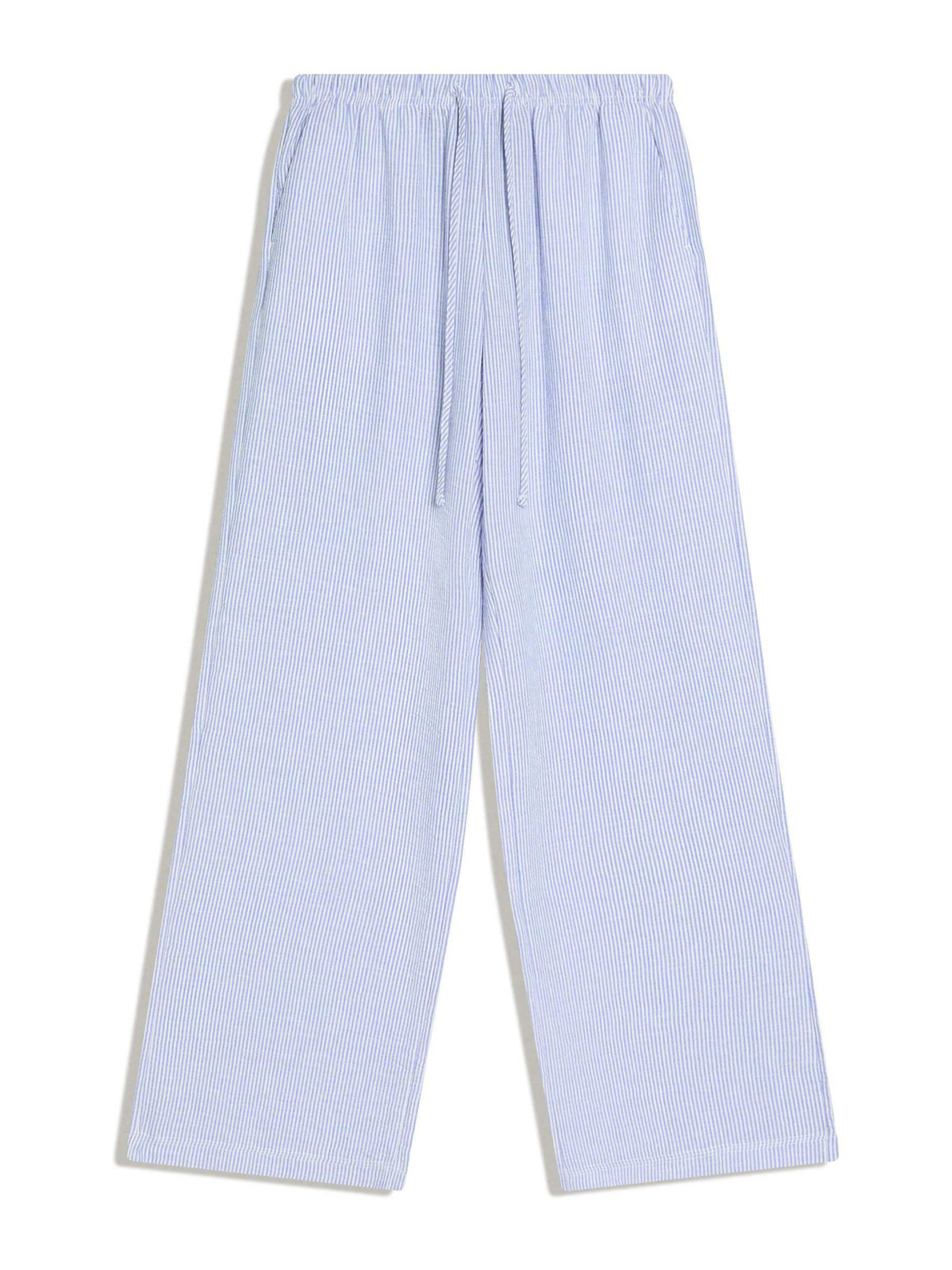 Bershka Wide leg Byxa i blå: framsida