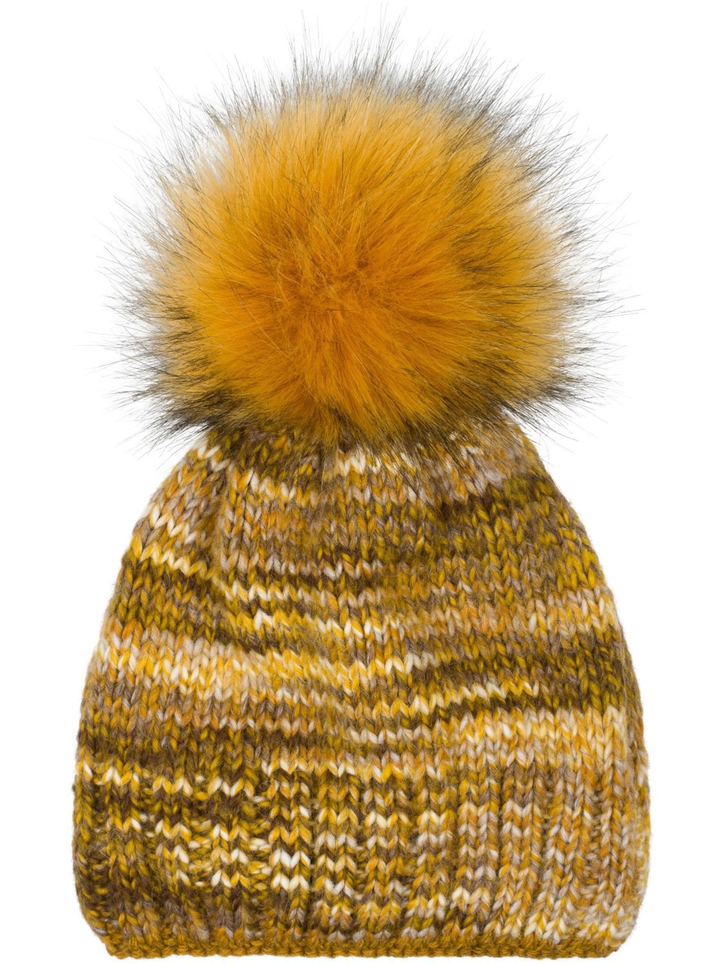 styleBREAKER Beanie 'Alpaka Strick Bommelmütze bunt gemustert' in Mixed colors: front