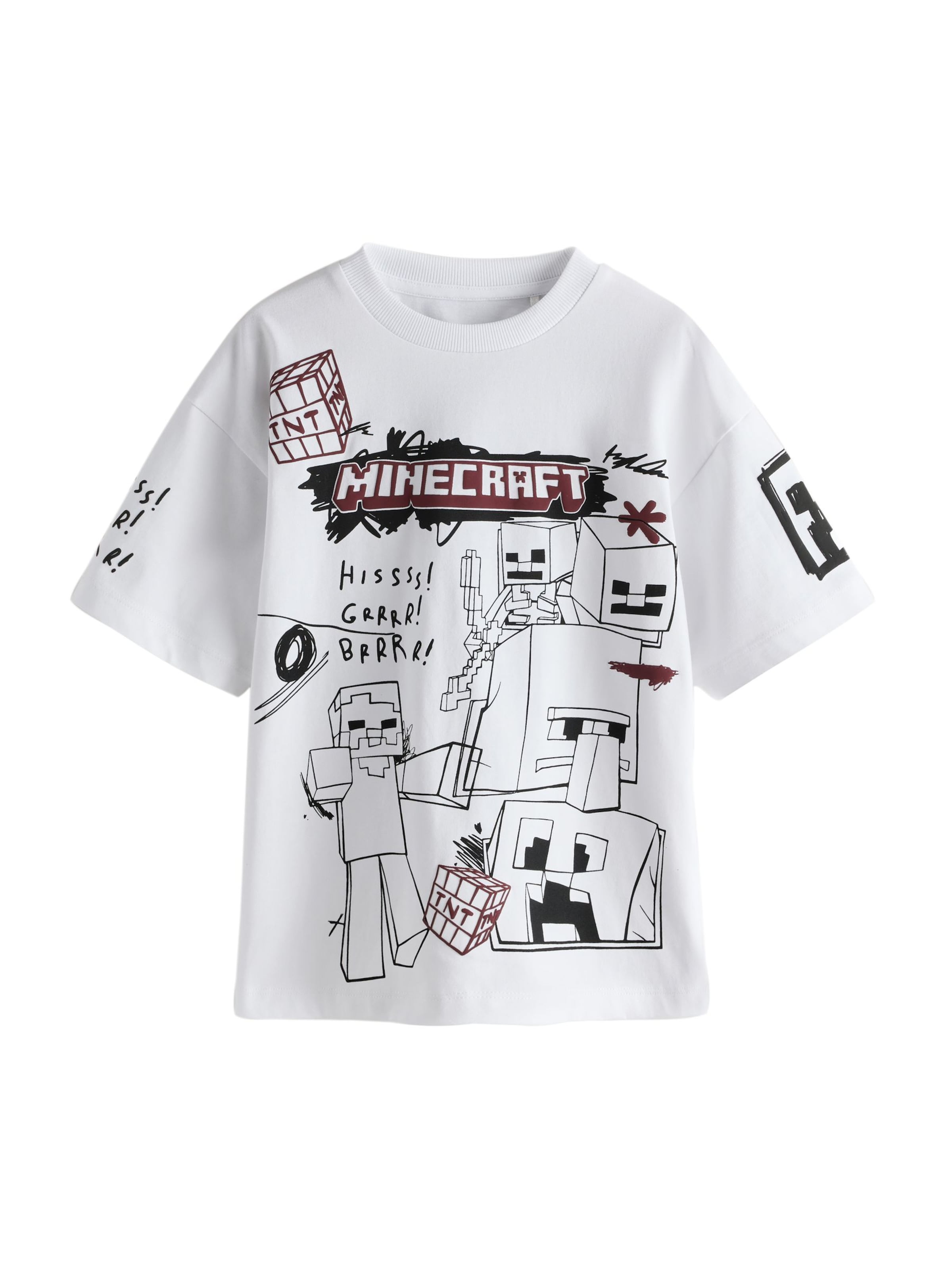 Tricou 'Minecraft' de la Next pe alb: față