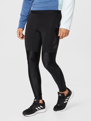 ADIDAS SPORTSWEAR Skinny Sportnadrágok 'Adizero Long ' - fekete: elől