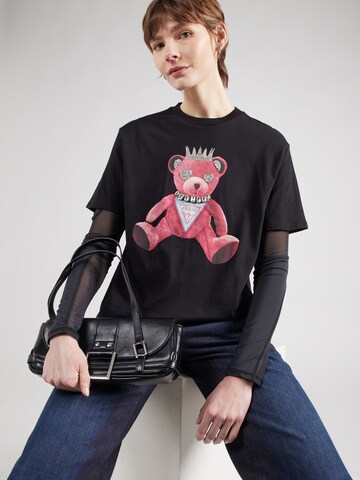 GUESS Shirt 'PINK BEAR' in Black: front