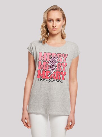T-shirt 'Merry Christmas' F4NT4STIC en gris : devant