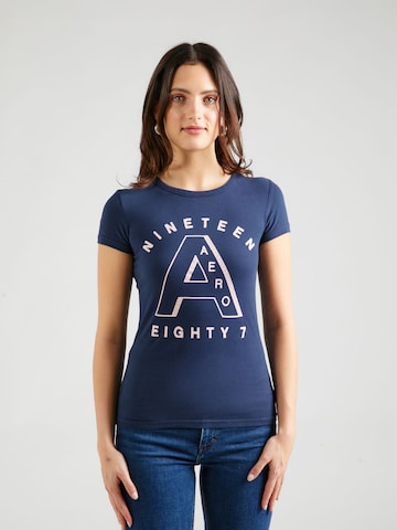 AÉROPOSTALE T-Shirt 'NINETEEN EIGHTY 7' in Blau: predná strana