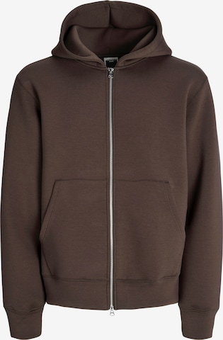 JACK & JONES - Sudadera con cremallera en marrón: frente