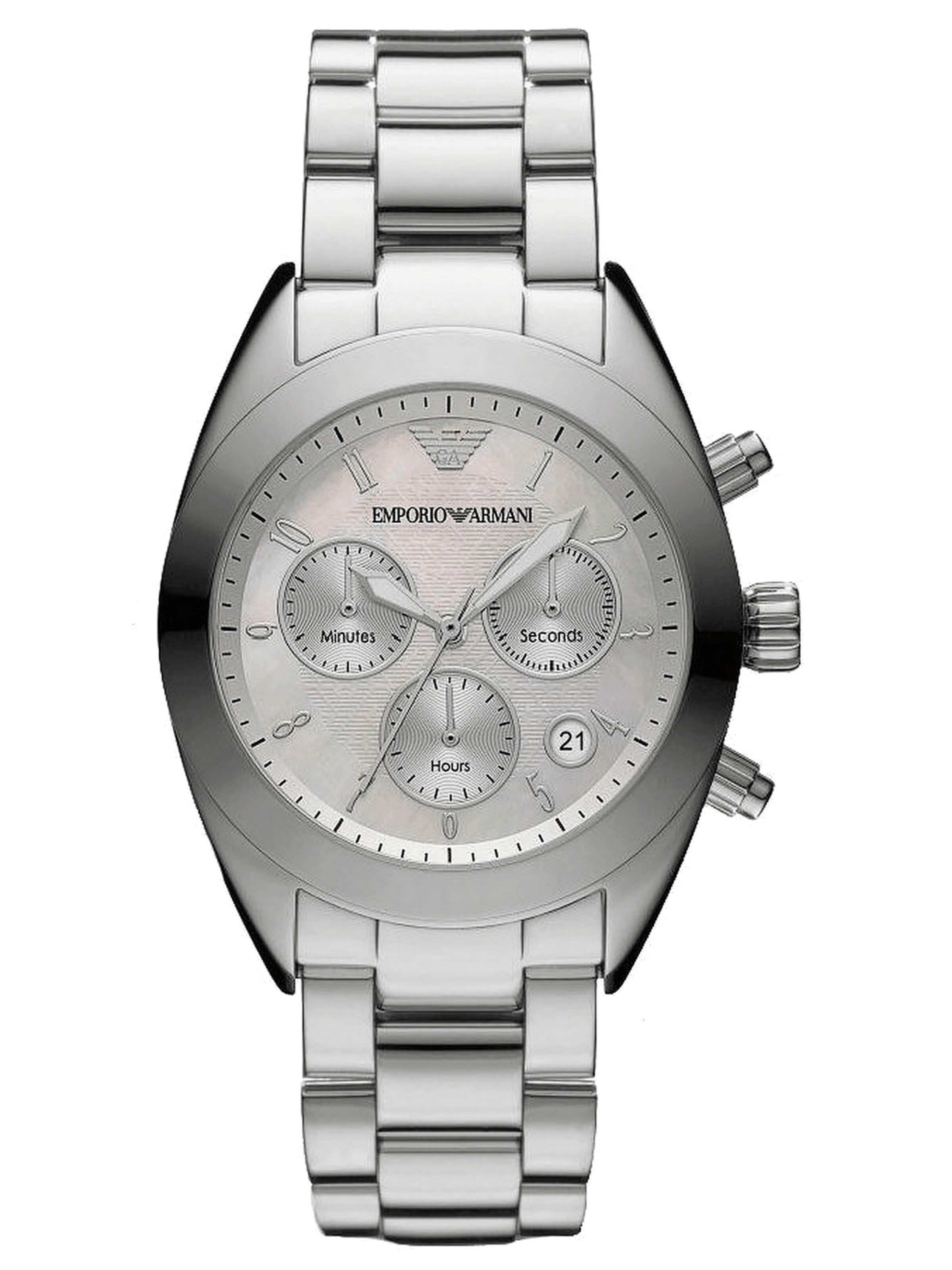 Emporio Armani Analoog horloge 'Chronograph' in Zilver: voorkant