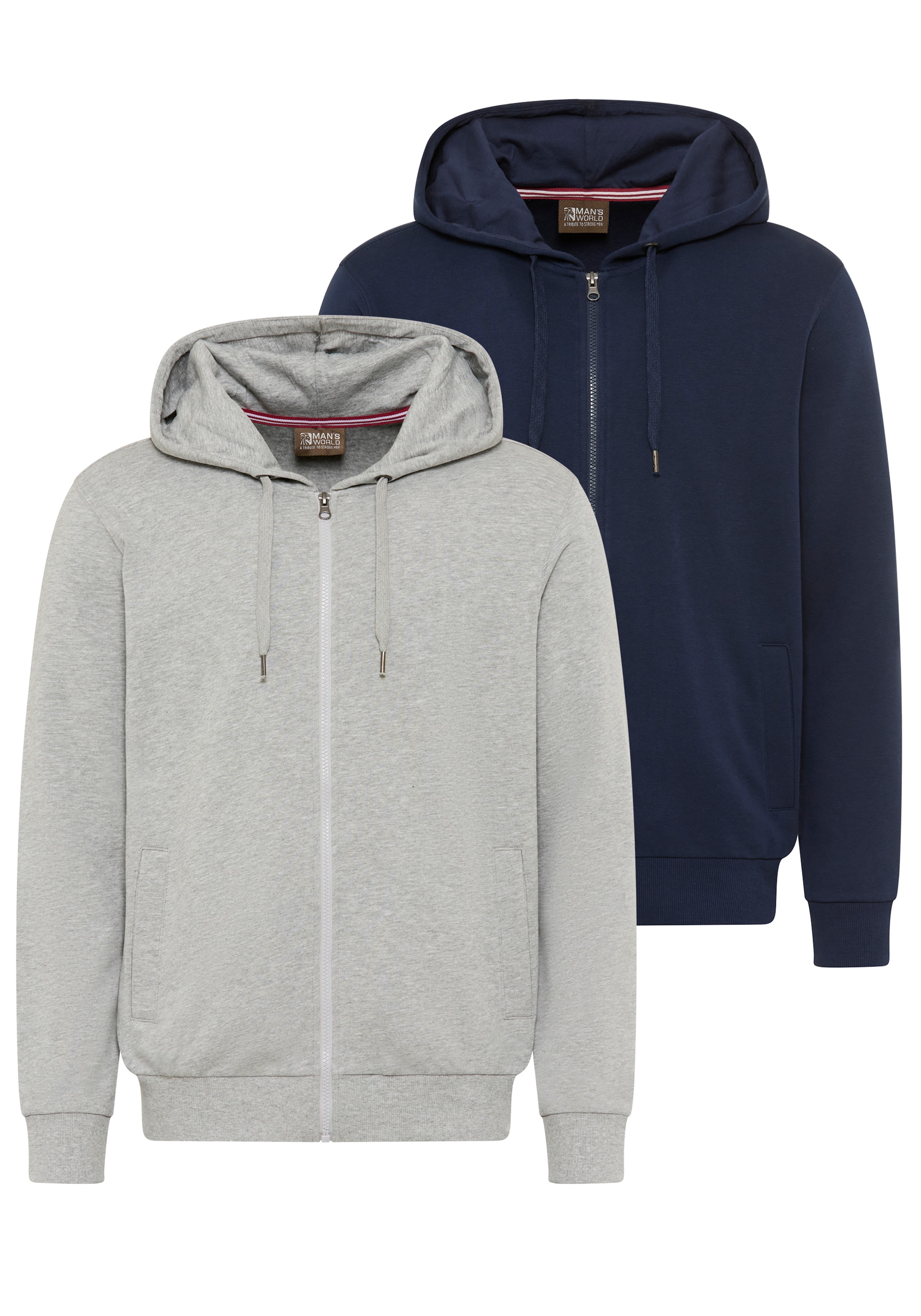 Man's World Zip-Up Hoodie 'Man's World' in Blue: front