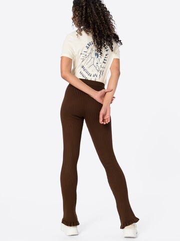 PIECES Flared Pants 'LAISA' in Brown