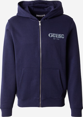 Veste de survêtement GUESS en bleu : devant