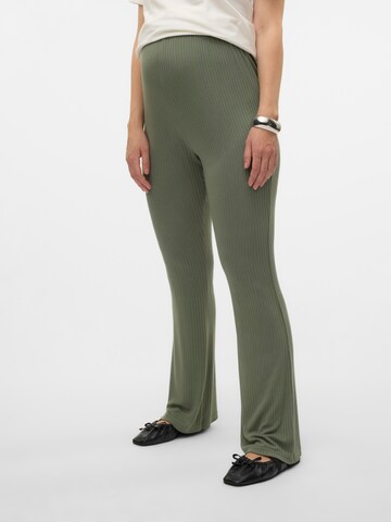 MAMALICIOUS Flared Trousers in Green: front