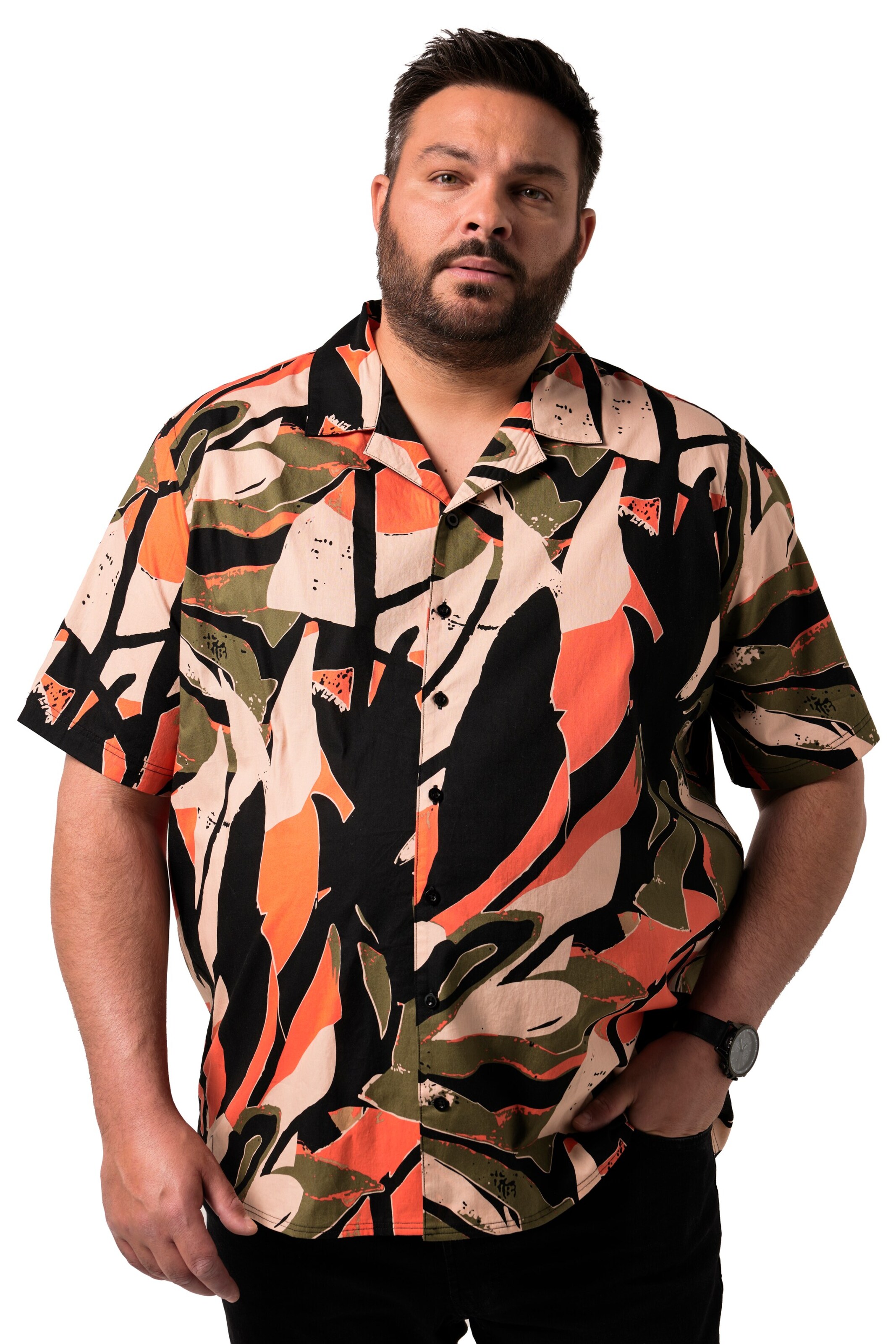 Men Plus Regular fit Button Up Shirt in Mixed colours: front