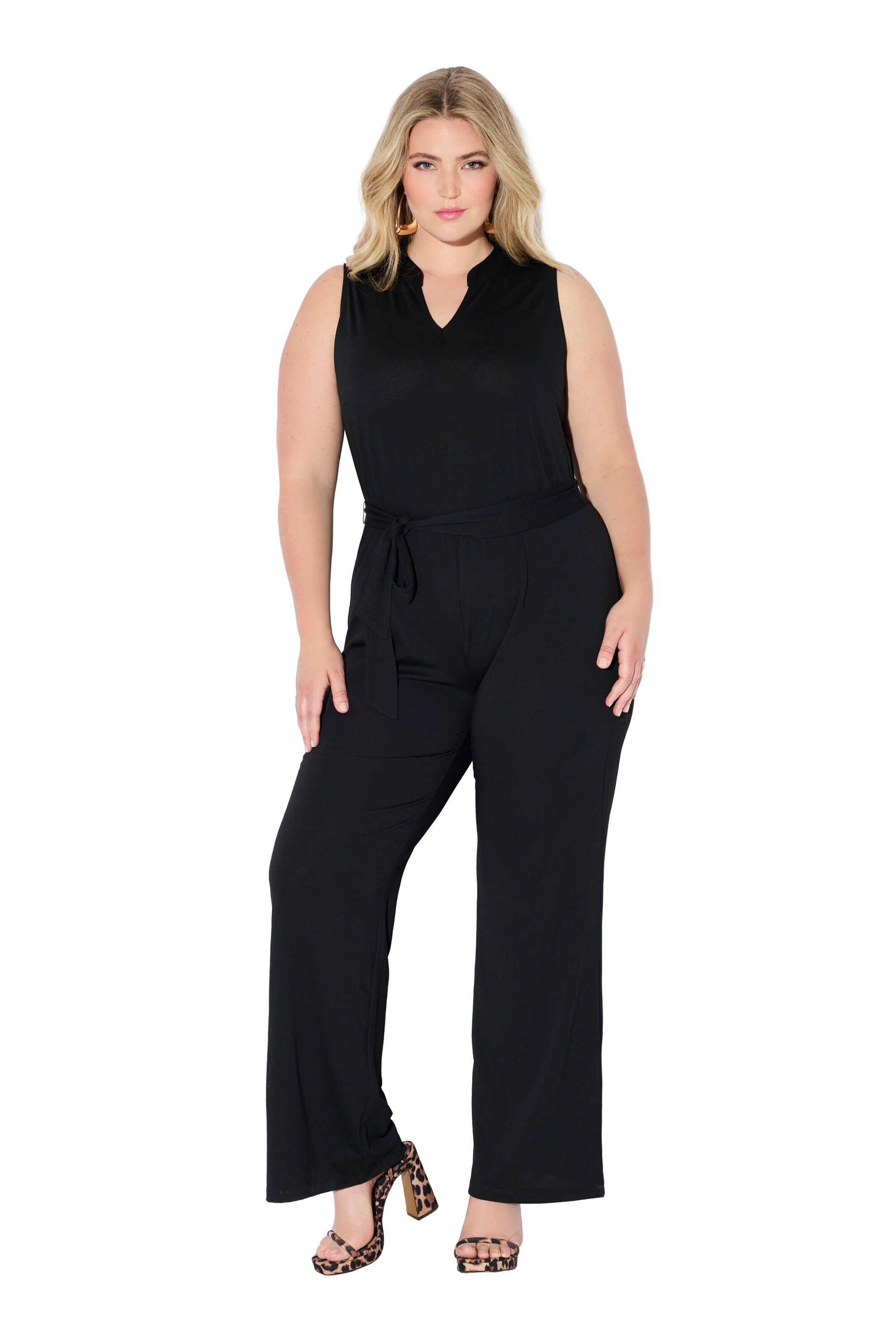 Ulla Popken Jumpsuit in Zwart: voorkant